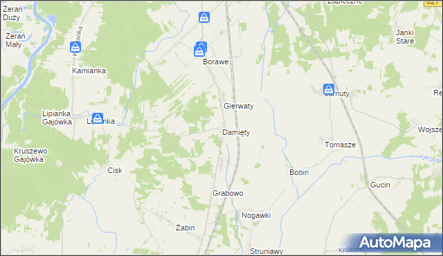 mapa Damięty, Damięty na mapie Targeo