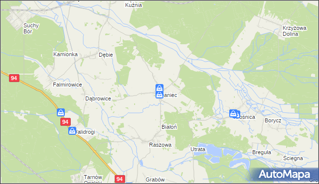 mapa Daniec, Daniec na mapie Targeo