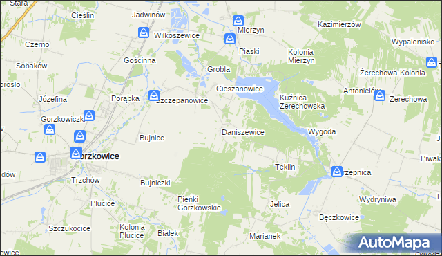 mapa Daniszewice, Daniszewice na mapie Targeo