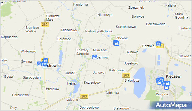 mapa Danków gmina Kleczew, Danków gmina Kleczew na mapie Targeo