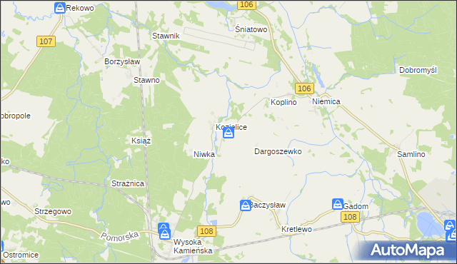 mapa Dargoszewo, Dargoszewo na mapie Targeo