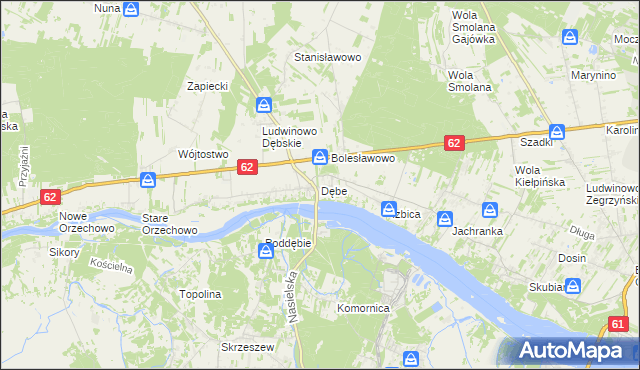 mapa Dębe gmina Serock, Dębe gmina Serock na mapie Targeo