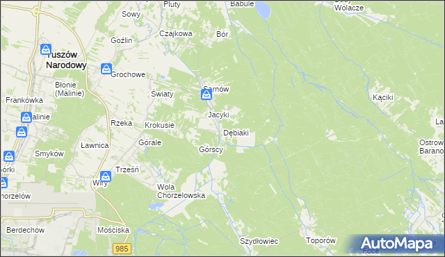 mapa Dębiaki, Dębiaki na mapie Targeo