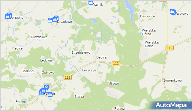 mapa Dębica gmina Rymań, Dębica gmina Rymań na mapie Targeo
