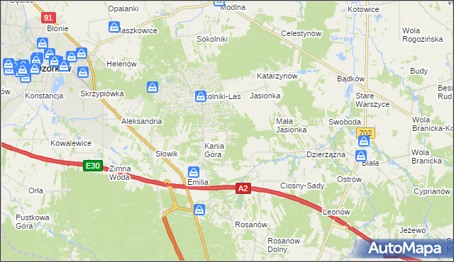 mapa Dębniak gmina Zgierz, Dębniak gmina Zgierz na mapie Targeo