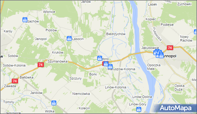 mapa Dębno gmina Ożarów, Dębno gmina Ożarów na mapie Targeo