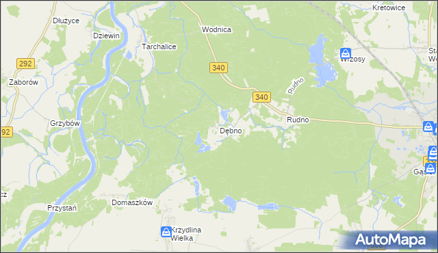 mapa Dębno gmina Wołów, Dębno gmina Wołów na mapie Targeo