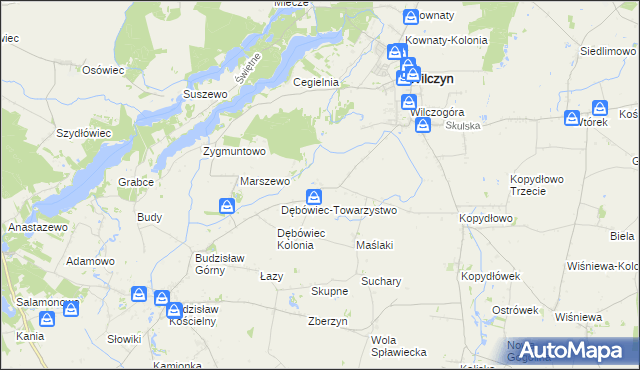 mapa Dębówiec gmina Wilczyn, Dębówiec gmina Wilczyn na mapie Targeo