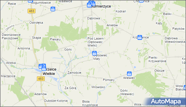mapa Dębowiec Mały, Dębowiec Mały na mapie Targeo