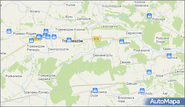 mapa Dębowierzchy, Dębowierzchy na mapie Targeo