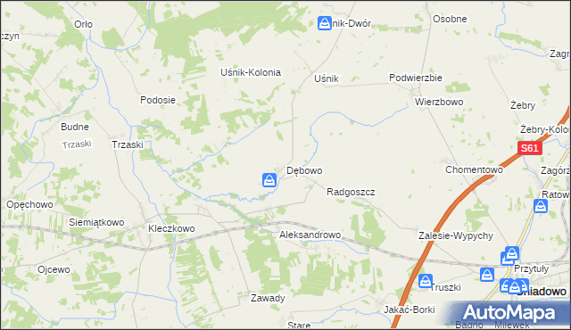 mapa Dębowo gmina Śniadowo, Dębowo gmina Śniadowo na mapie Targeo
