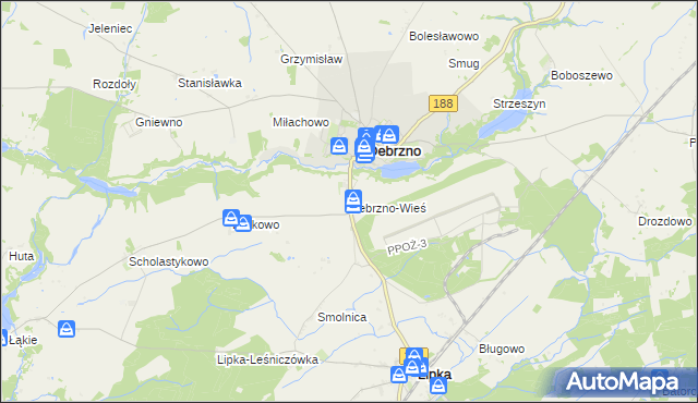mapa Debrzno-Wieś, Debrzno-Wieś na mapie Targeo