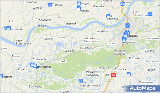 mapa Delastowice, Delastowice na mapie Targeo