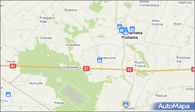 mapa Derewiczna, Derewiczna na mapie Targeo