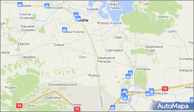 mapa Deszkowice Pierwsze, Deszkowice Pierwsze na mapie Targeo