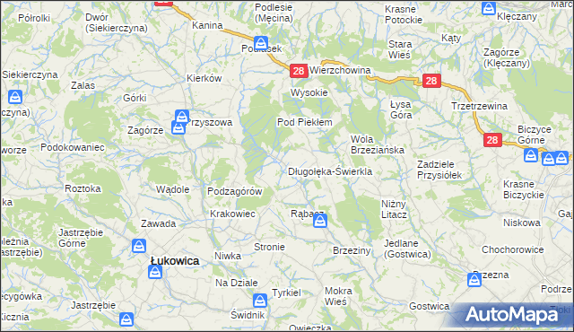 mapa Długołęka-Świerkla, Długołęka-Świerkla na mapie Targeo