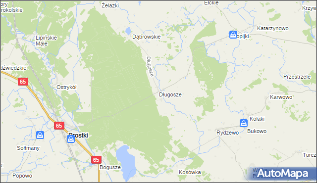 mapa Długosze, Długosze na mapie Targeo