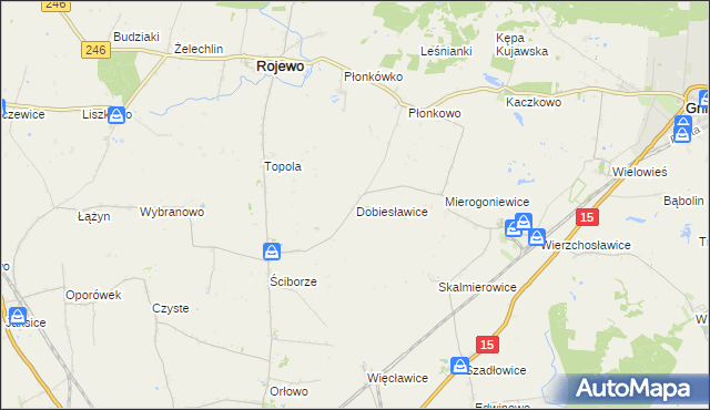 mapa Dobiesławice gmina Rojewo, Dobiesławice gmina Rojewo na mapie Targeo