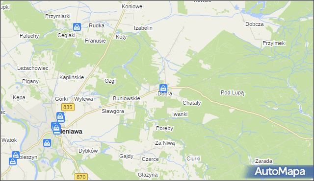 mapa Dobra gmina Sieniawa, Dobra gmina Sieniawa na mapie Targeo