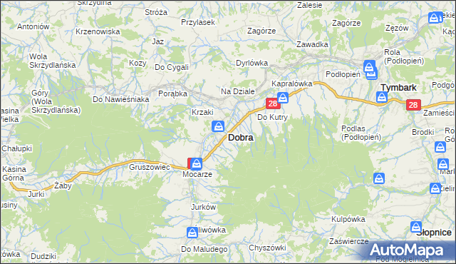 mapa Dobra powiat limanowski, Dobra powiat limanowski na mapie Targeo