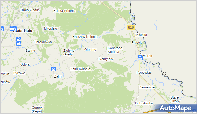 mapa Dobryłów, Dobryłów na mapie Targeo