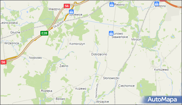 mapa Dobrzęcino, Dobrzęcino na mapie Targeo