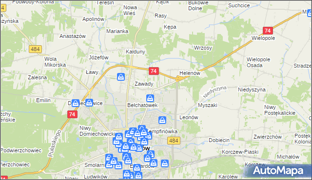 mapa Dobrzelów, Dobrzelów na mapie Targeo