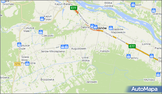 mapa Dobrzyń gmina Czosnów, Dobrzyń gmina Czosnów na mapie Targeo