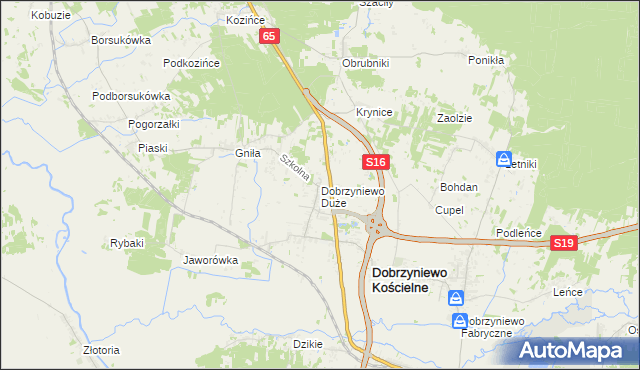 mapa Dobrzyniewo Duże, Dobrzyniewo Duże na mapie Targeo
