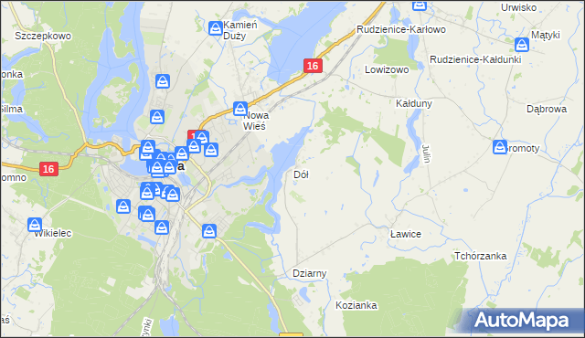 mapa Dół gmina Iława, Dół gmina Iława na mapie Targeo