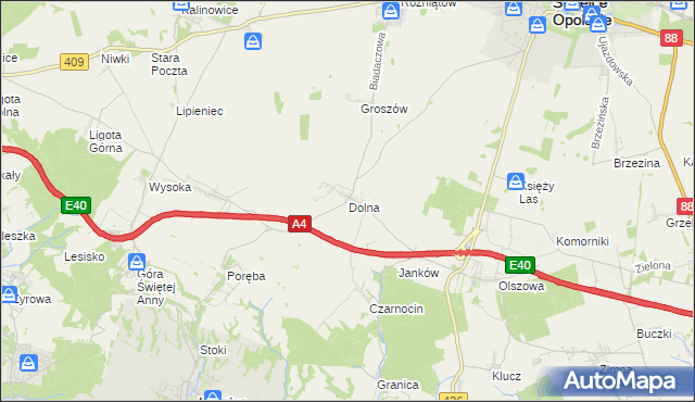 mapa Dolna gmina Leśnica, Dolna gmina Leśnica na mapie Targeo