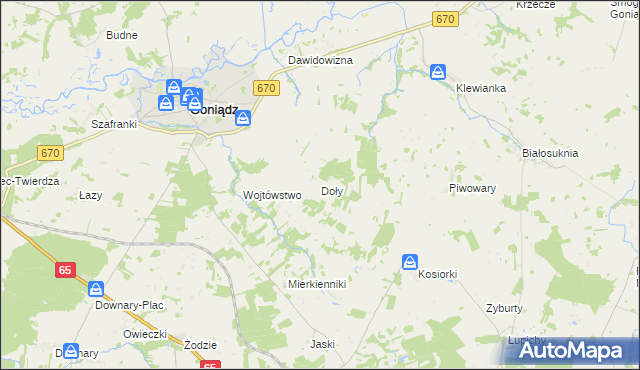 mapa Doły gmina Goniądz, Doły gmina Goniądz na mapie Targeo