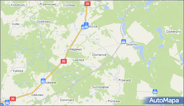 mapa Domanice gmina Miastko, Domanice gmina Miastko na mapie Targeo