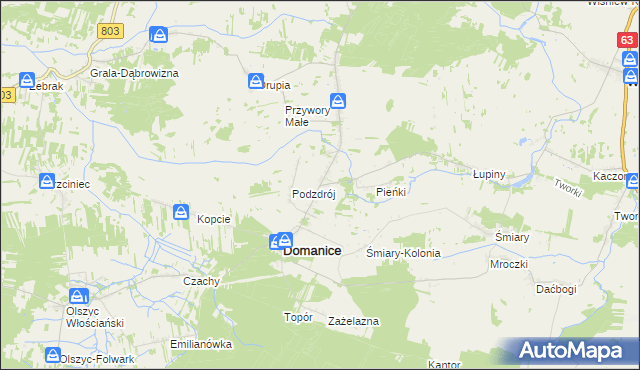 mapa Domanice-Kolonia, Domanice-Kolonia na mapie Targeo