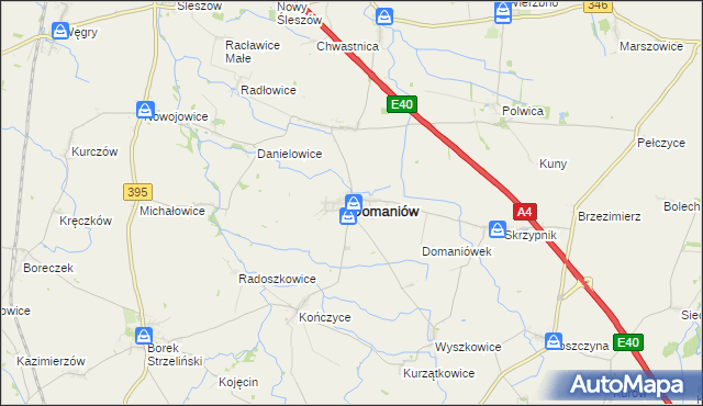 mapa Domaniów powiat oławski, Domaniów powiat oławski na mapie Targeo