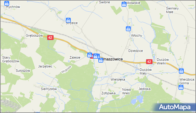 mapa Domaszowice powiat namysłowski, Domaszowice powiat namysłowski na mapie Targeo