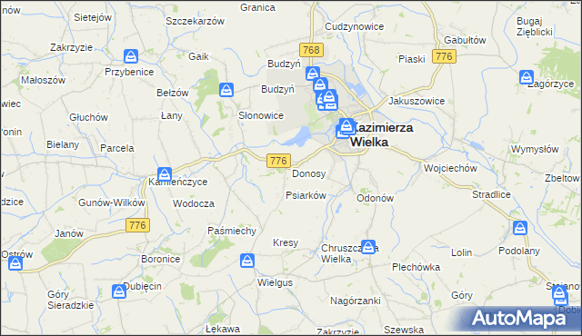 mapa Donosy, Donosy na mapie Targeo