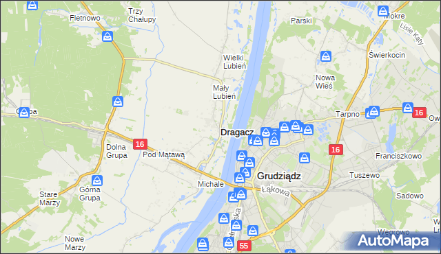 mapa Dragacz, Dragacz na mapie Targeo