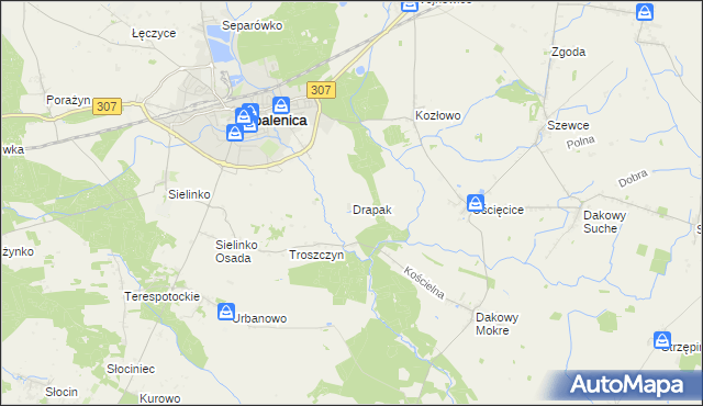 mapa Drapak, Drapak na mapie Targeo