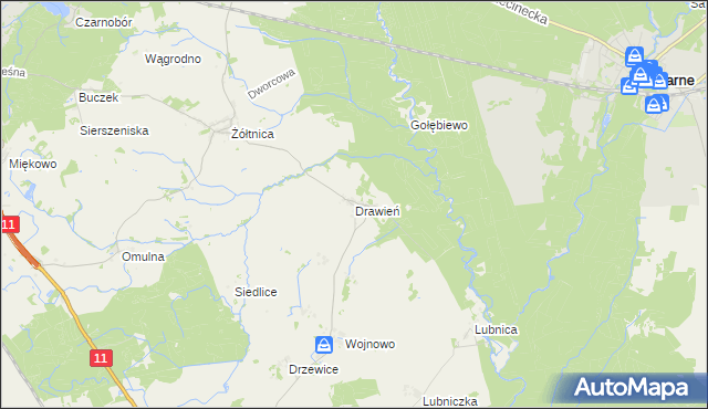 mapa Drawień, Drawień na mapie Targeo