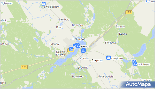 mapa Drawno, Drawno na mapie Targeo
