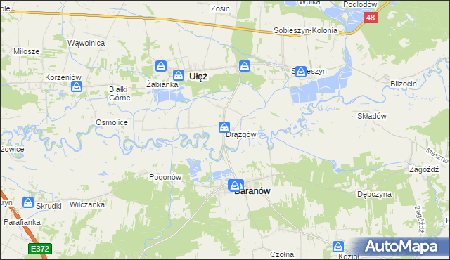 mapa Drążgów, Drążgów na mapie Targeo