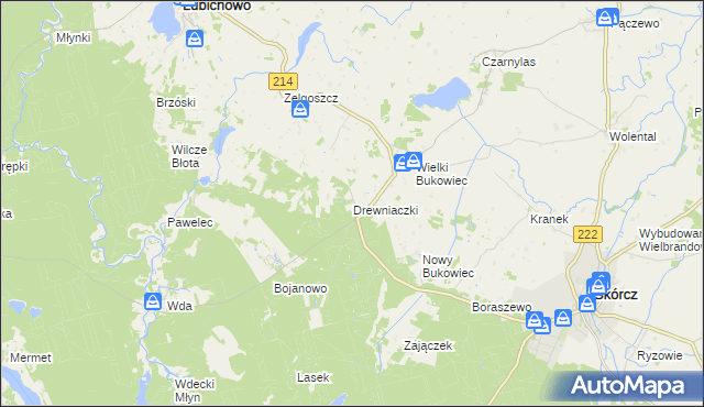 mapa Drewniaczki, Drewniaczki na mapie Targeo