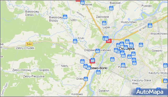 mapa Drężewo, Drężewo na mapie Targeo