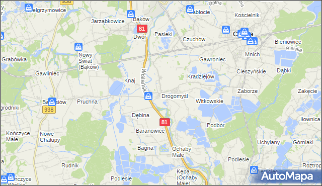 mapa Drogomyśl, Drogomyśl na mapie Targeo