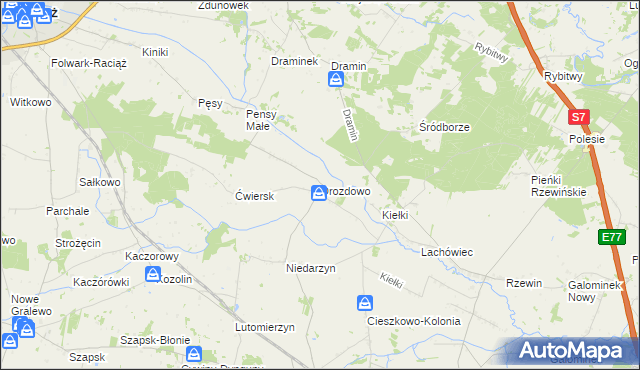 mapa Drozdowo gmina Raciąż, Drozdowo gmina Raciąż na mapie Targeo