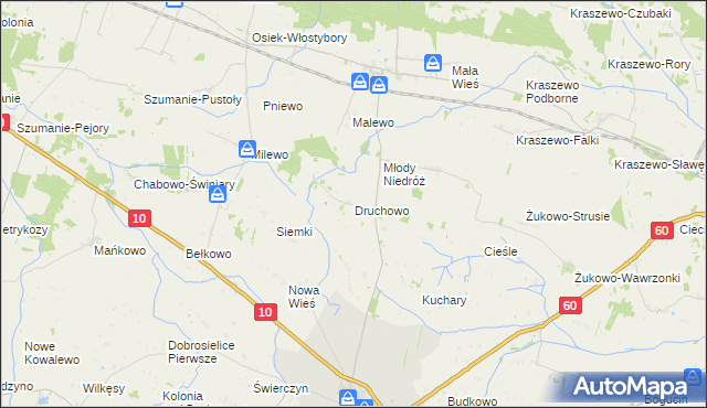 mapa Druchowo, Druchowo na mapie Targeo