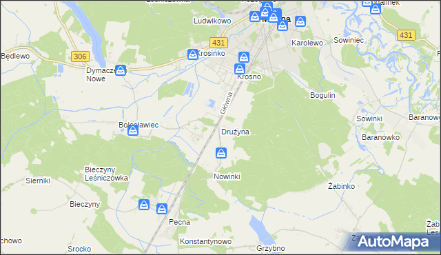 mapa Drużyna, Drużyna na mapie Targeo