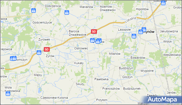mapa Drwalewice gmina Chynów, Drwalewice gmina Chynów na mapie Targeo