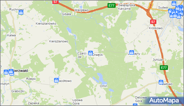 mapa Drwęck, Drwęck na mapie Targeo